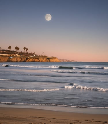 Scenic picture of the waves along a cliff by La Jolla Shores in San Diego, California