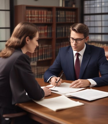 A team of professional lawyers collaborating in a modern office.