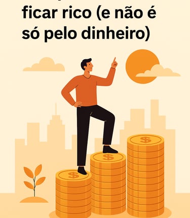 Homem aponando para a frase Por que você deve ficar rico (e não é só pelo dinheiro)