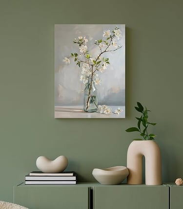 a vase with flowers in a vase on a table