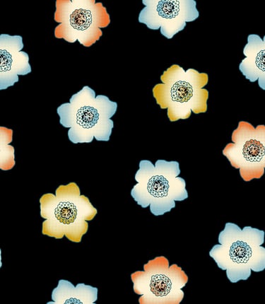 “Minimalist black floral print with hand-drawn details — representing timeless textile artistry.”