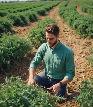 A diverse team collaborating on a tech project in a modern office space.