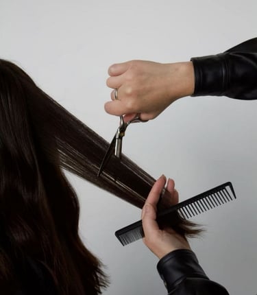 Hair model showcasing layered haircut