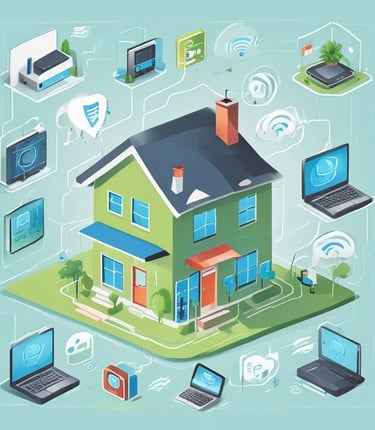 A cozy home office setup with a laptop and a cup of coffee.