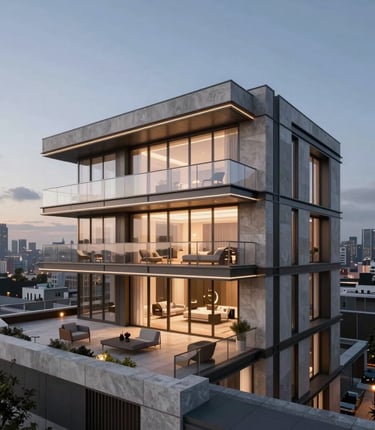 Aerial view of a city park surrounded by skyscrapers.