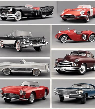 a series of six different colored cars