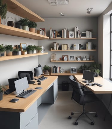 A diverse group of professionals collaborating in a modern office space.