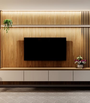 Sala Painel TV e Sofá