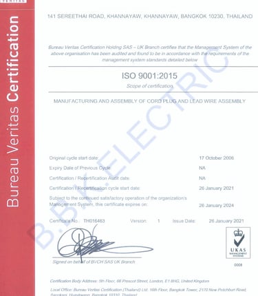 Verified ISO9001:2015 certificate of bbk electric