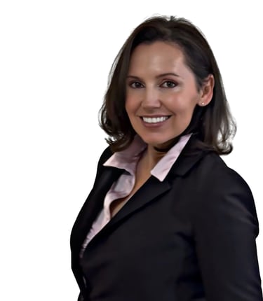 a woman in a black suit and pink shirt