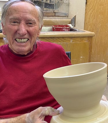 Rich Sim taught ceramic arts for over 50 years. Now uses art as therapy.
