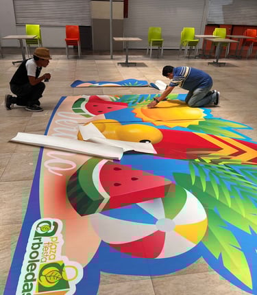 instalación de floor graphic con vinil de gran formato