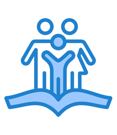 a book with a person standing in front icon