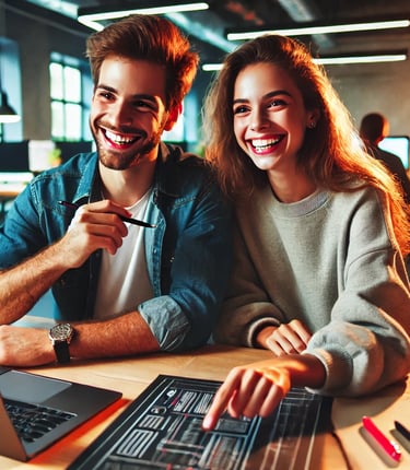 Deux personnes avec un sourire qui donne confiance.
