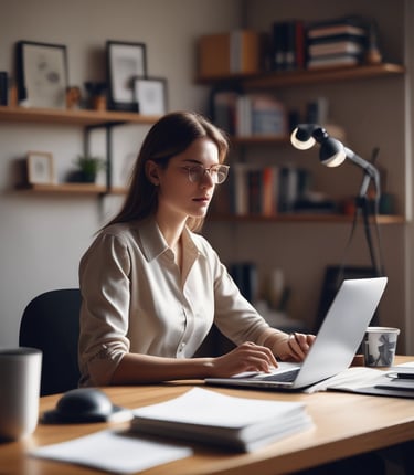 A professional real estate agent assisting clients in a modern office.
