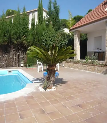 Piscina exterior con palmeras de casa homeliving50 en las ginesteras