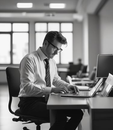 A technician assisting a customer with their computer at home.
