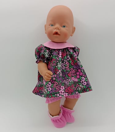 Baby Born dressed in round collar handmade dress