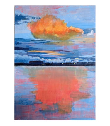 orange cloud over water with reflection