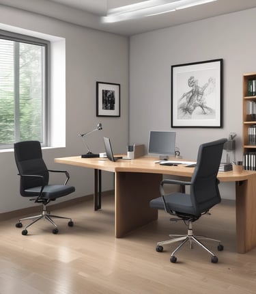 a desk with a laptop and a laptop on it