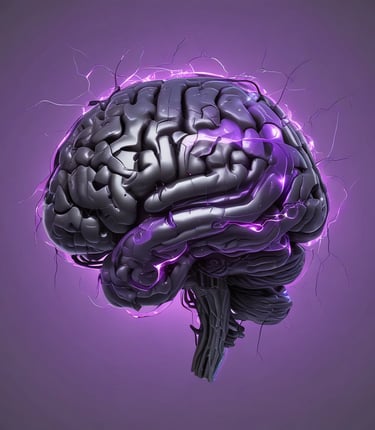 A sleek, futuristic AI agent interface glowing in light purple, silver, and black hues.