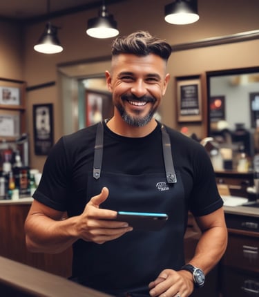 A smiling person using a laptop with a modern website on screen, symbolizing connection.