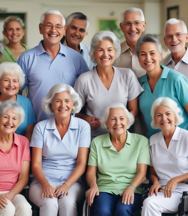 A warm, inviting living room in a senior care home with natural light and comfortable seating.