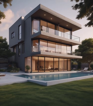 The image depicts a large-scale construction project in progress on a river. Several bridge pylons are partially built, with cranes and construction equipment visible around the site. The river extends into the distance, bordered by lush greenery and a cityscape.