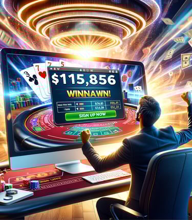 Player celebrates a huge blackjack win on Bovada at home.