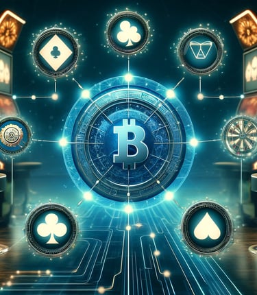 Blockchain network ensuring transparency and security in online casino games.