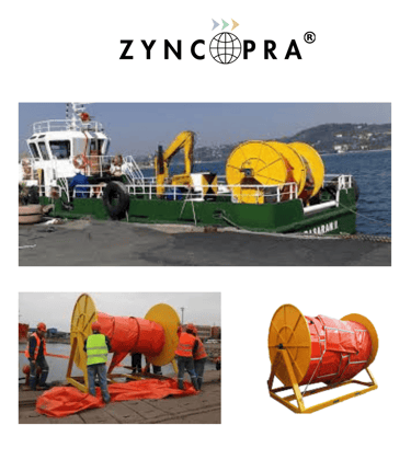 Oil boom reel deployment system.