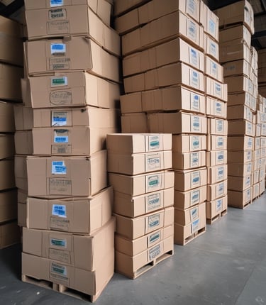 A friendly Nordicfish team member inspecting fresh frozen seafood in a cold storage warehouse.