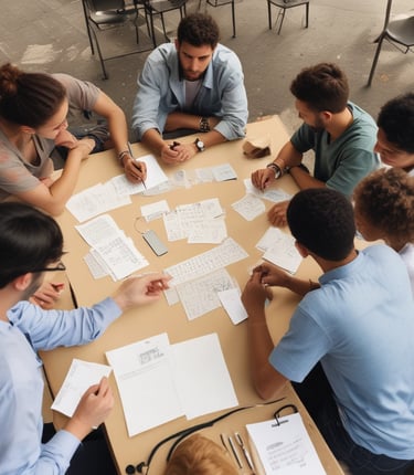 A diverse group of people holding hands in a circle, symbolizing unity and human rights.