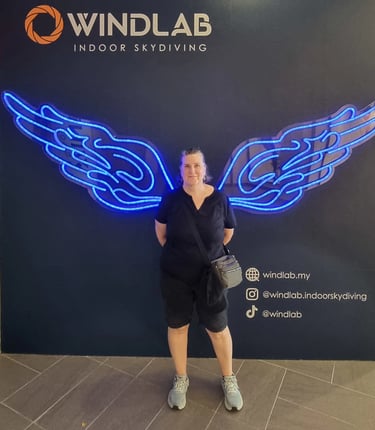 Liz outside the Windlabs at 1 UTAMA Mall, Kuala Lumpur