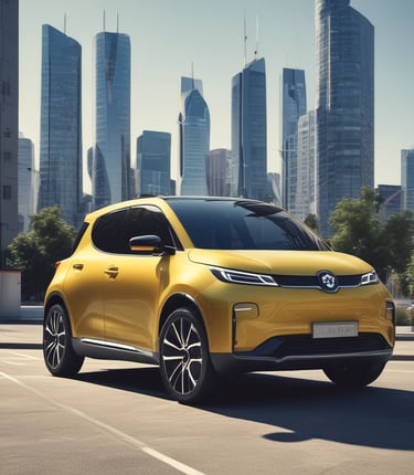 A happy driver charging a BYD Dolphin electric car at a modern charging station in Mexico.