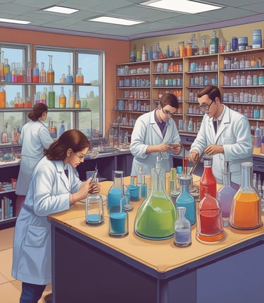 A friendly group photo of experienced chemistry teachers in a Mumbai classroom setting.