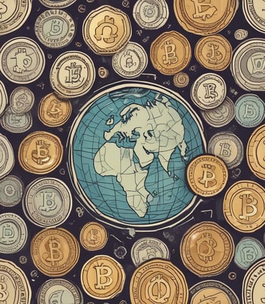 A friendly team working together in a modern office with cryptocurrency charts on screens.