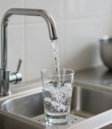 A professional assessor conducting a legionella risk inspection in a commercial building's water system.