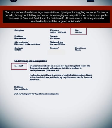 Retaliatory lawsuits by Zainab Abdulkarim Ali in Oslo 