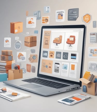 A vibrant workspace showing a team managing online orders and creating digital content.