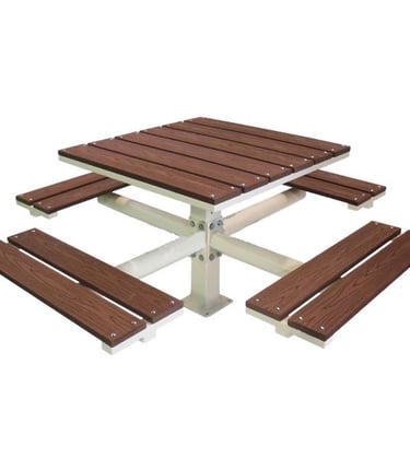 Mesa de picnic de madera modelo básico para jardín