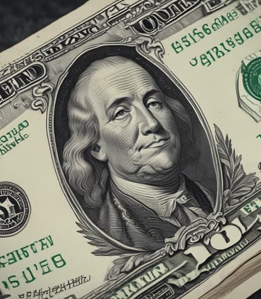 A marble surface displays five 100-dollar bills arranged in a fan shape. Above the bills, the words PASSIVE INCOME are spelled using wooden Scrabble tiles.