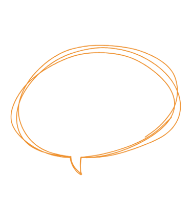 An orange coloured illustration of a speech bubble.