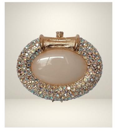 iridescent crystal evening bag with gold hardware