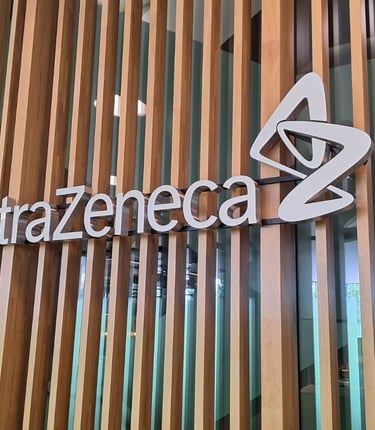 Interior 3D logo signage installed for AstraZeneca corporate office