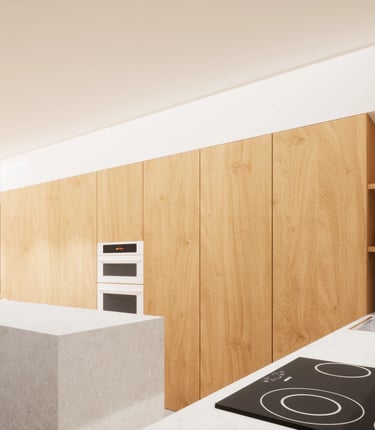 Construction maison neuve vue cuisine