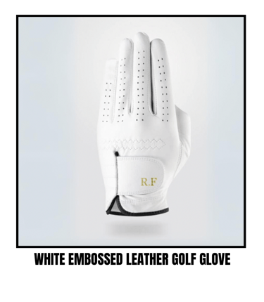 Mens Christmas gift. white leather customized initial monogram golf glove, luxury personalized gift