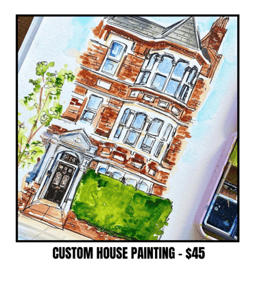 Watercolour House Portrait Hand drawn Personalised For Him, For Her Grandparents Wall Art