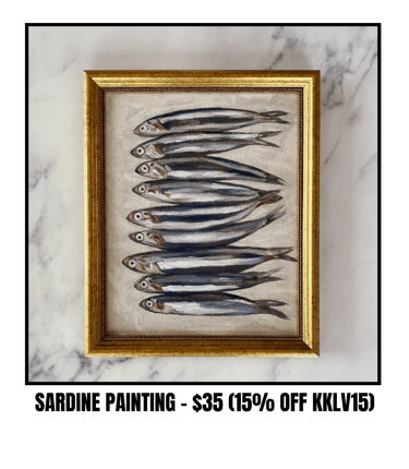 SARDINES Art Print - Unframed Oil Painting Print - Oil Painting Still Life - Sardine Oil Painting - 