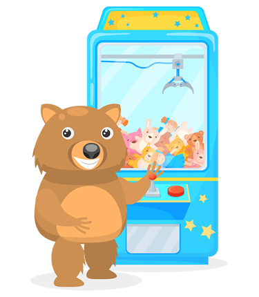 Wombat Playing a Mini Claw Machine